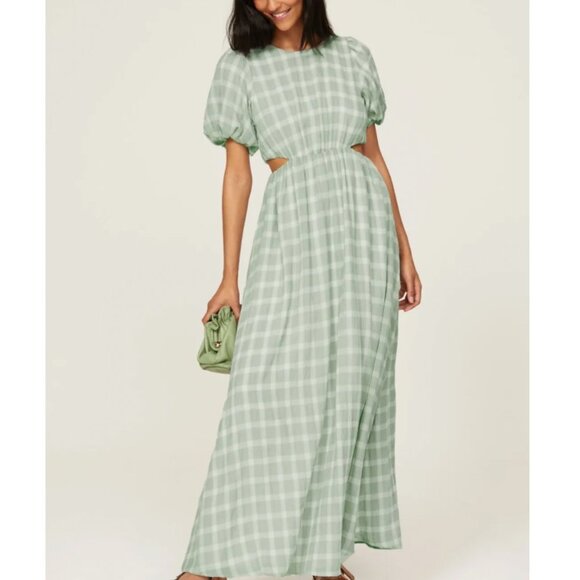 Show Me Your Mumu Eloise Plaid Cut-Out Green Maxi Dress Size XS - Picture 5 of 12
